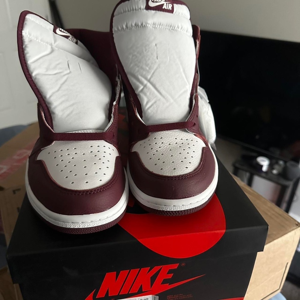 Nike Burgundy and White Air Jordan Sneakers